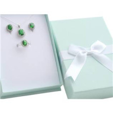 Dárková krabička na soupravu, zelená s bílou mašlí