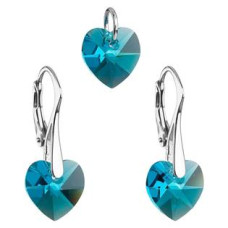 Sada náušnic a přívěšku se srdíčky Crystals from Swarovski® Aqua