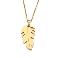 Ocelový náhrdelník lísteček zlacený