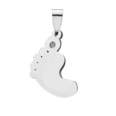 Ocelový přívěšek - stopa se zirkonem