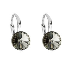 Stříbrné náušnice s Crystals from Swarovski® Black Diamond