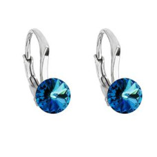Stříbrné náušnice s Crystals from Swarovski® Bermuda Blue