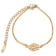 Zlacený ocelový náramek s peříčkem