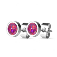 Ocelové náušnice s opály 8 mm