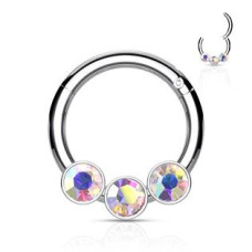 Piercing kruh segment, duhové kameny, 1,2 x 8 mm
