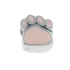 Navlékací ocelový přívěšek korálek - tlapka růžová