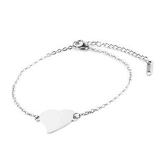 Lesklý ocelový náramek srdce