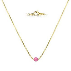 Zlacený ocelový náhrdelník s opálem - kulička 5 mm