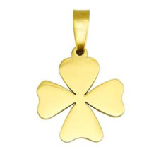 Zlacený ocelový přívěšek - čtyřlístek