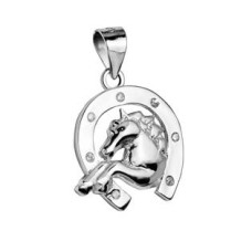 Stříbrný přívěšek - podkova s koněm