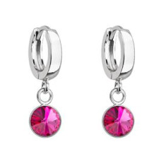 Stříbrné visací náušnice s krystalem Crystals from Swarovski® Fuchsia
