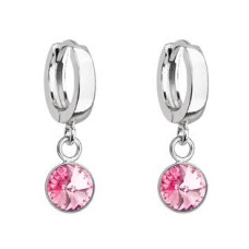 Stříbrné visací náušnice s krystalem Crystals from Swarovski® Rose