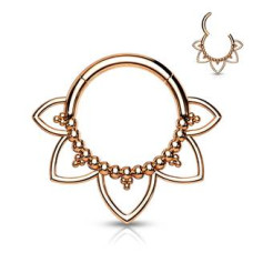 Zlacený ocelový piercing do nosu - septum