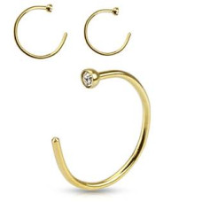 Zlacený piercing do ucha/nosu se zirkonem