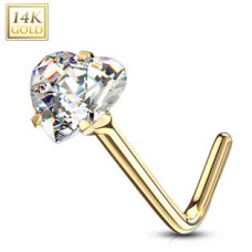 Zlatý piercing do nosu - čirý zirkon, Au 585/1000