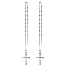 Provlékací ocelové náušnice s křížky