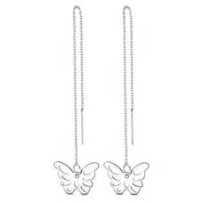Provlékací ocelové náušnice s motýlky