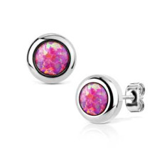 Ocelové náušnice s opály 6 mm