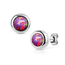 Ocelové náušnice s opály 6 mm