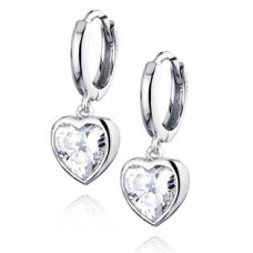Stříbrné náušnice kroužky s visacími srdíčky