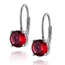 Stříbrné dámské náušnice, tmavě růžové zirkony