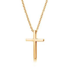 Zlacený ocelový řetízek s přívěškem křížek