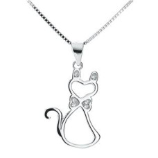 Stříbrný náhrdelník kočka