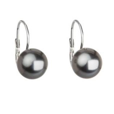 Stříbrné náušnice s perlou Crystals from Swarovski® Grey