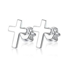 Stříbrné šroubovací náušnice křížky