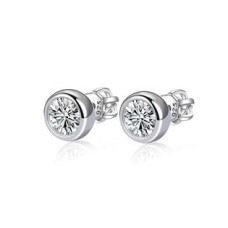 Stříbrné náušnice, čiré zirkony 4 mm