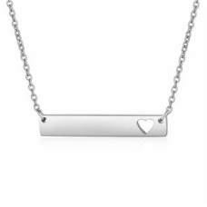 Ocelový řetízek s destičkou zdobenou srdíčkem