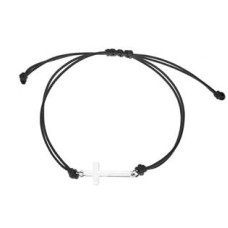 Černý textilní náramek křížek