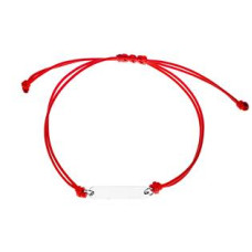 Červený textilní náramek s destičkou
