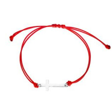 Červený textilní náramek křížek