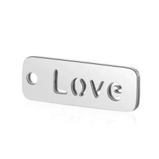 Ocelový přívěšek -  destička s textem LOVE