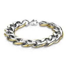 Pánský ocelový náramek zlacený, tl. 12 mm