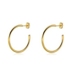 Zlacené ocelové náušnice kroužky 30 mm