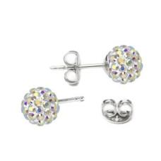 Stříbrné náušnice kuličky Crystals from Swarovski® AB