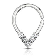 Vyhýbací kruh se zirkony - helix / cartilage / tragus piercing 1,2 x 7 mm