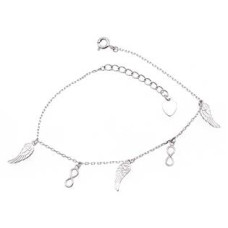 Stříbrný náramek na nohu a nekonečny a křidélky