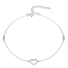 Stříbrný náramek na nohu se srdíčkem