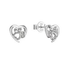 Stříbrné náušnice pecky s krystaly Swarovski psí tlapky