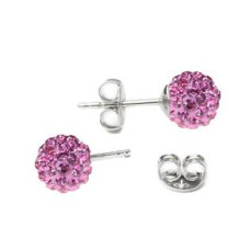 Stříbrné náušnice kuličky Crystals from Swarovski® Rose