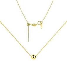Zlacený stříbrný čtvercový náhrdelník s kuličkou 6 mm