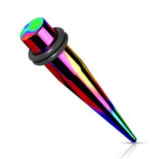 Ocelový roztahovák do ucha duhový