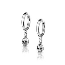 Ocelové náušnice kroužky s lebkami