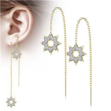 Zlacené provlékací ocelové náušnice - hvězdy