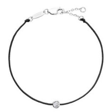 Černý náramek proti uhranutí s kulatým zirkonem