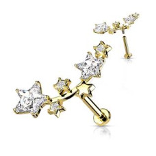 Zlacený piercing do brady - hvězdičky