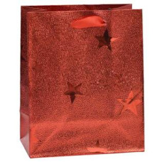 Dárková taška červená s hvězdičkami
